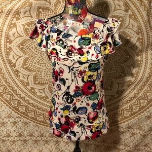 🌵 Scoop Ruffle Neck Stretchy Multi Color Top